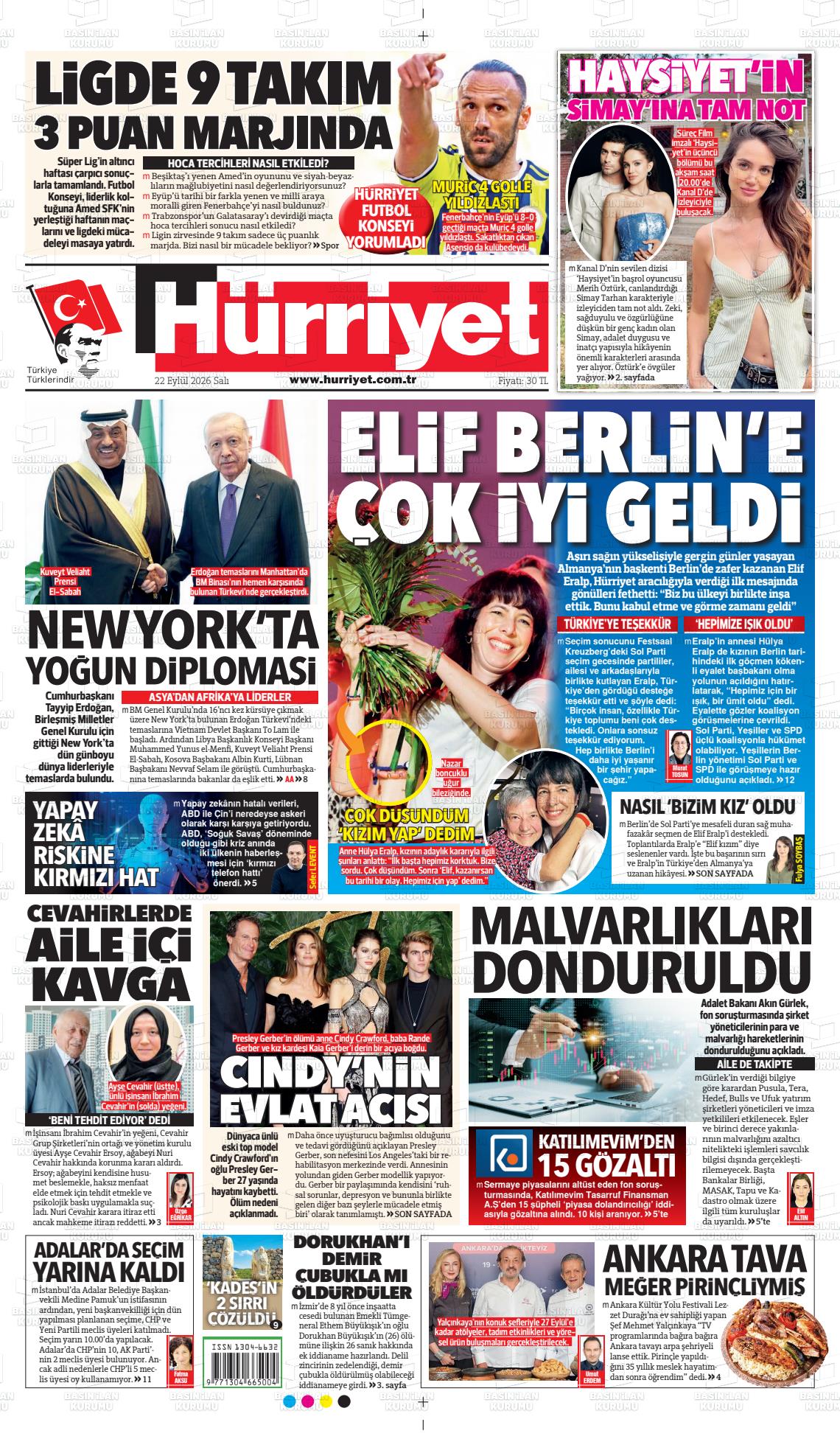 HÜRRİYET manşet
