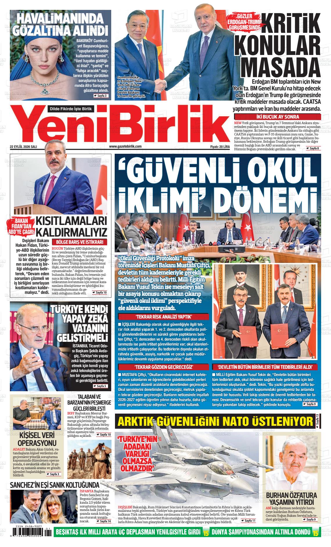 YENİ BİRLİK manşet
