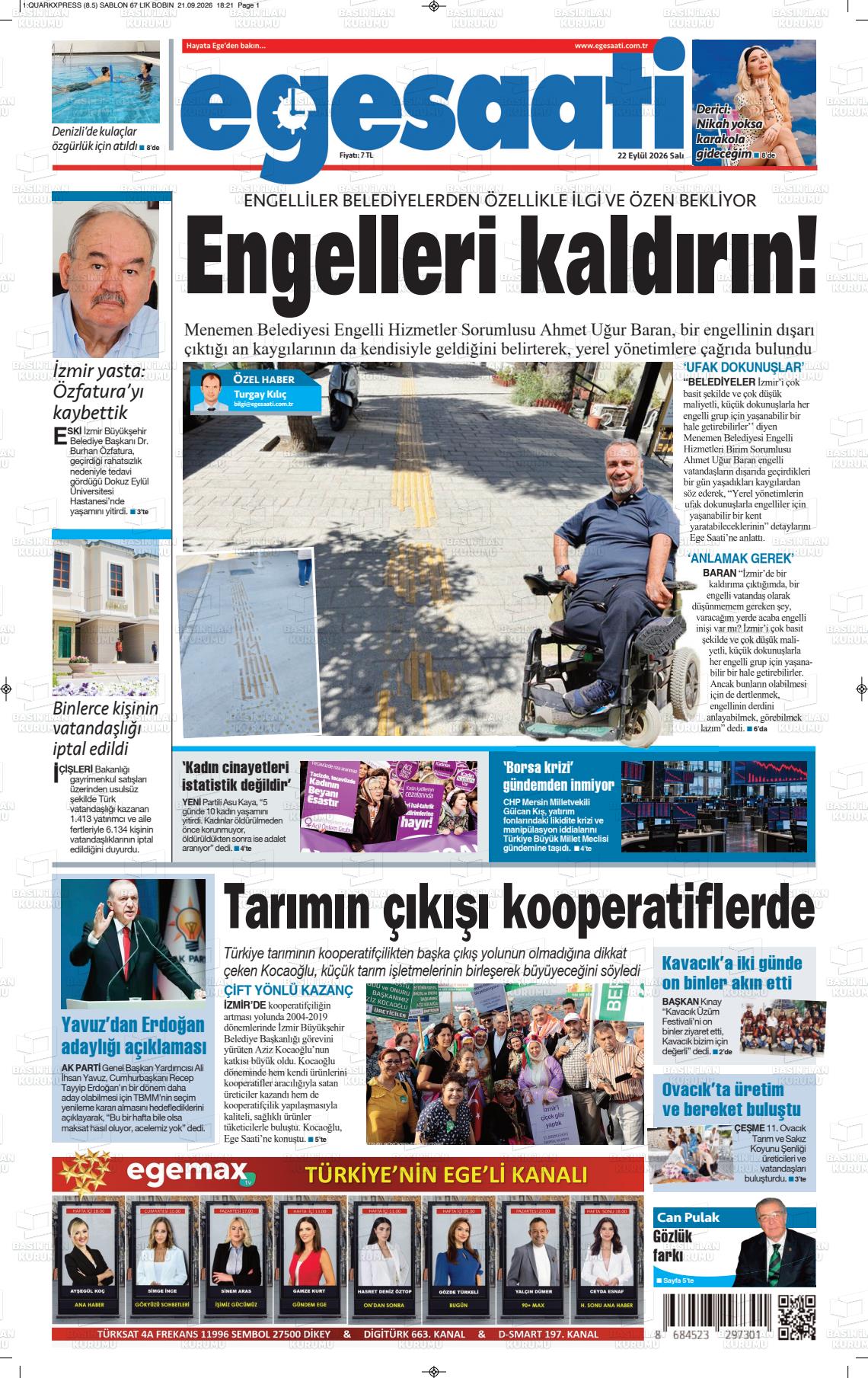 EGE SAATİ manşet