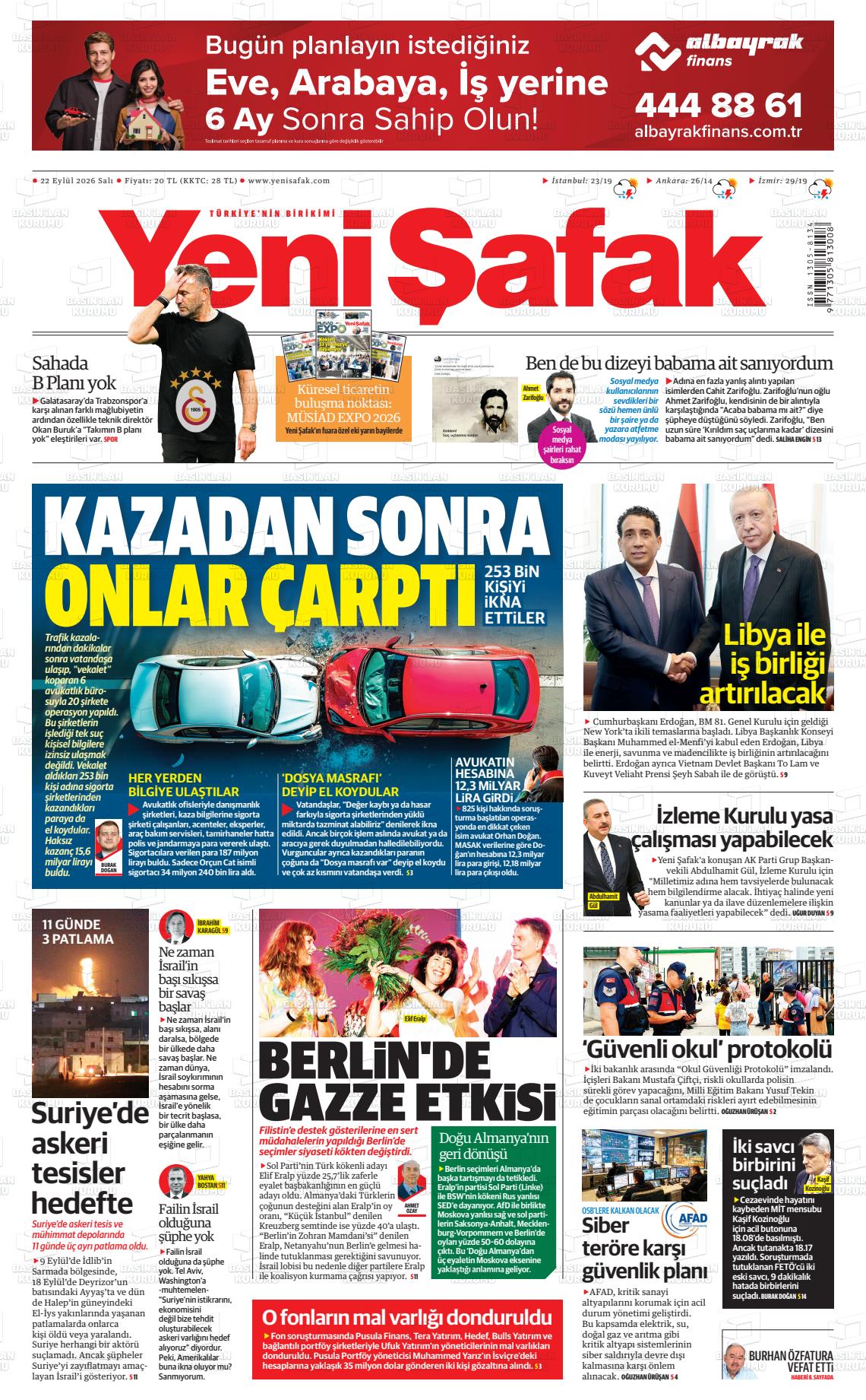 YENİ ŞAFAK manşet