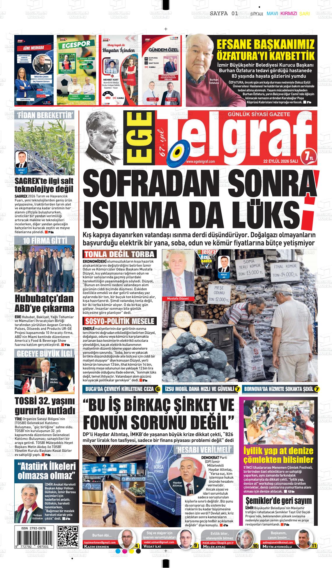 EGE TELGRAF manşet