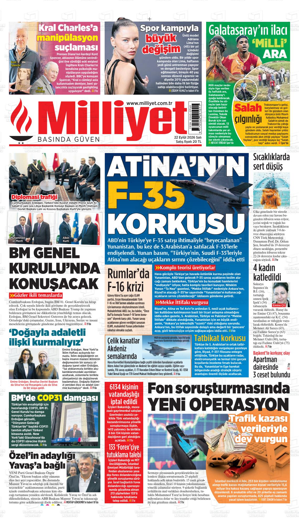 MİLLİYET manşet